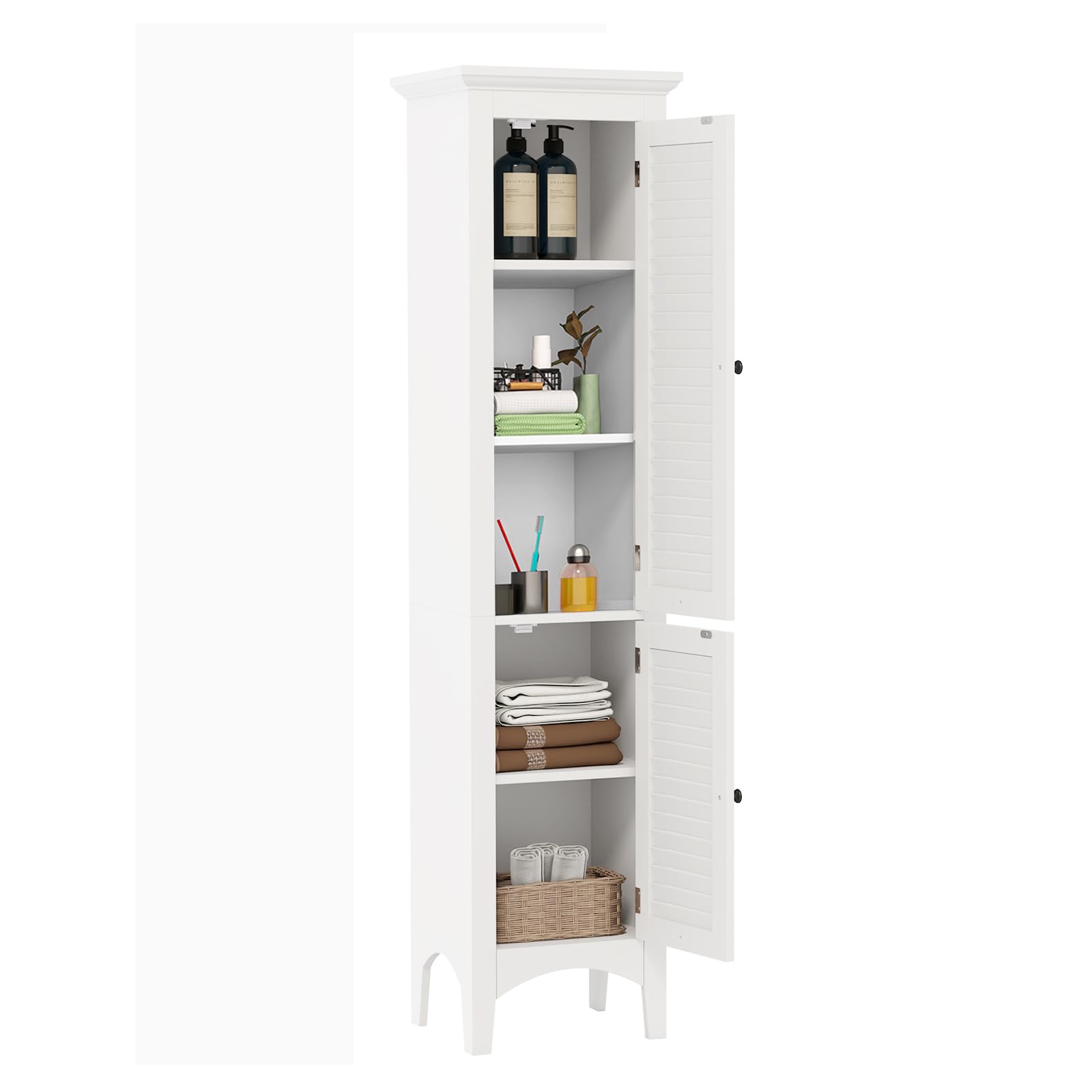 Bathroom Cabinet Tall Narrow Tower Freestanding Storage Cabinet With 2  Shutter Doors 5 Tier Shelves Slim Bathroom Storage Cabinet - Ikea, image size:1600x1600