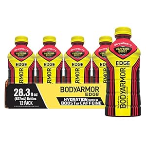 BODYARMOR EDGE Sports activities Drink with Caffeine, Strawberry, Potassium-Packed Electrolytes, Caffeine Enhance, Pure Flavors With Nutritional vitamins, Excellent for Athletes 28.3 Fl Oz (Pack of 12)