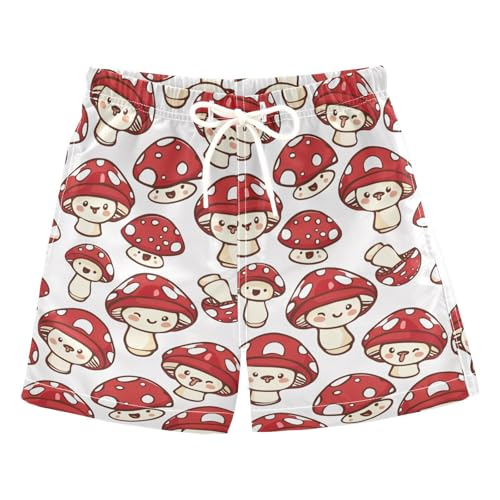 Red Mushrooms Boys Swim Trunks Toddler Shorts Swimwear Boardshorts