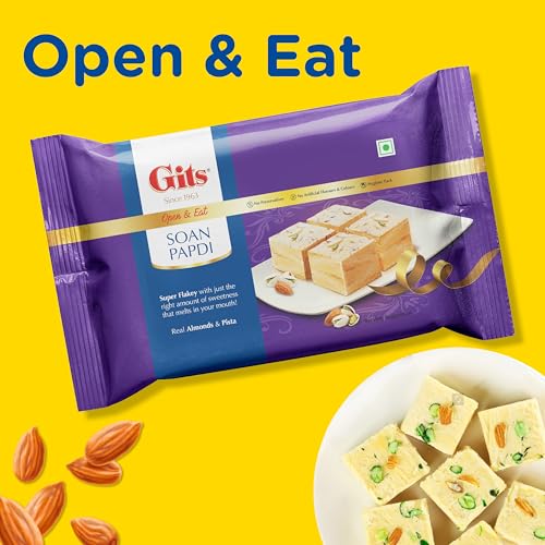 Image of Gits Open & Eat Soanpapdi Ready to Eat Indian Dessert, 400g (Pack of 3)
