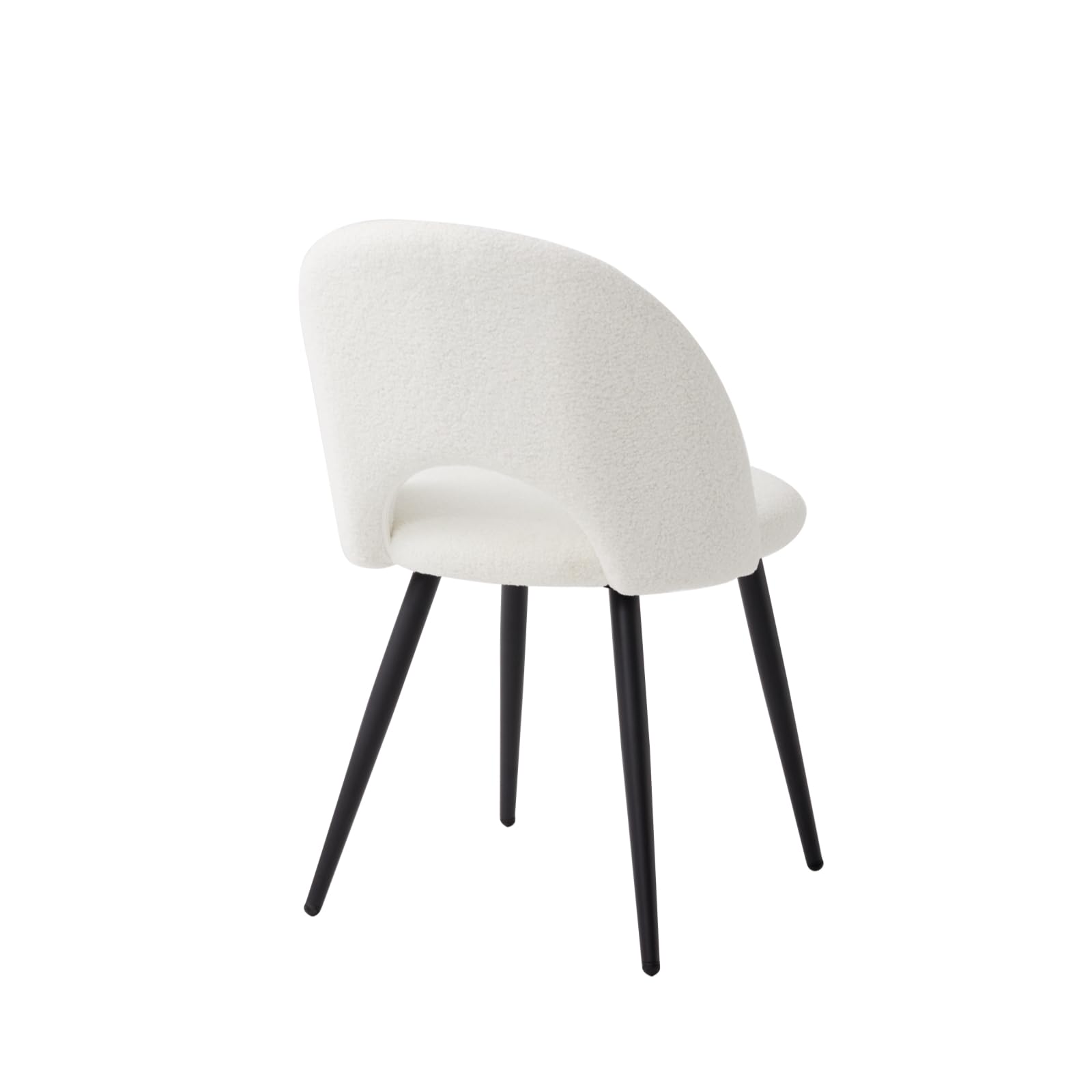 Set di 4 Sedie da Sala da Pranzo, Sedia da Pranzo Teddy in Velluto Morbido, Sedia da Cucina con Cuscini e Braccioli, Gambe in Metallo - Bianco