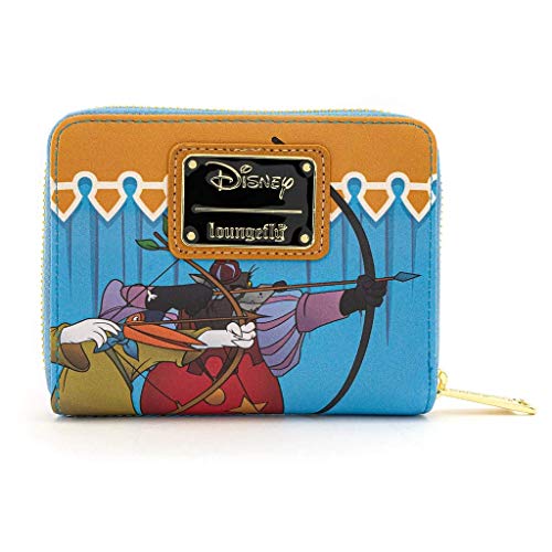 Loungefly x Disney Robin Hood Archery Tournament Zip-Around Wallet (Blue/Tan Multi, One Size)2