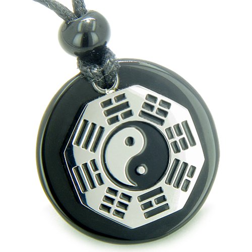 Yin Yang BA GUA Eight Trigrams Amulet Black Agate Magic Circle Spiritual Pendant Necklace3
