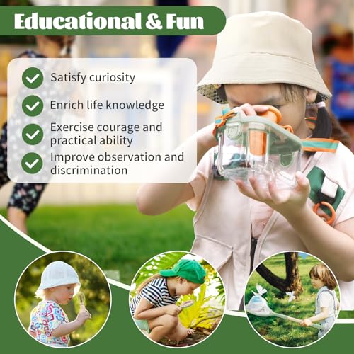Kids Adventurer's Nature Explorer Set,Featuring Butterfly Net, Bug Catcher, Binoculars, Explorer Vest & Hat, Magnifying Glass and LED Flashlight. Perfect Educational Outdoor Gift for Ages 3+