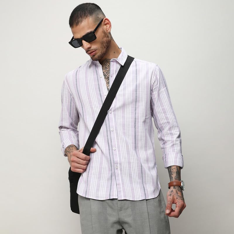 Image of CAHOOT Men's Shirt for Casual Wear |Regular Fit | Cotton Spread Collar Shirt Crafted with Regular Sleeve, Comfort Fit & High-Performance for Everyday Wear
