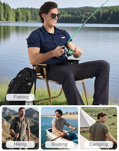Pioneer Camp Men Fishing Shirts with Zipper Pocket UPF 50+ Lightweight Casual Short Sleeve Button Down Shirts for Men Hiking4