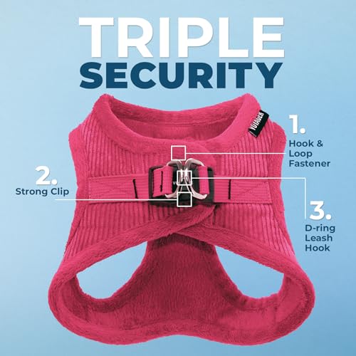 Image of Voyager Step-in Plush Dog Harness - Soft Plush, Step in Vest Harness for Small and Medium Dogs by Best Pet Supplies - 1Fuchsia Corduroy (Leash Bundle), M (Chest: 16 - 18 inch)
