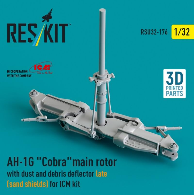 RSU32-0176 1/32 AH-1G Cobra Main Rotor with dust and Debris Deflector (Sand Shields) Late Version for ICM kit (3D Printed) Res-kit