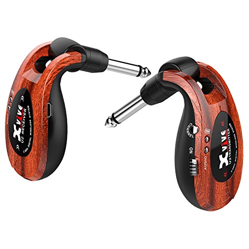 Xvive U2 Guitar Wireless System Ricaricabile 2.4GHz Digital Guitar Wireless Transmitter e ricevitore per chitarra elettrica basso violino tastiera (wood)
