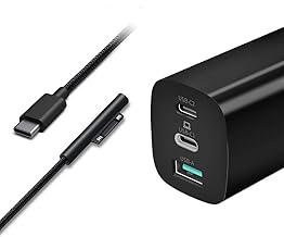 Sisyphy USB Type C GaN 65W Charger for Microsoft Surface, Surface Pro 10/7/6/5/4/3, Surface Laptop 6/3/2/1, Surface Go 4/3/2/1, Sruface Book, 3-Port PD, QC, PPS, Gallium Nitrogen Fast Charging[2xUSB-C