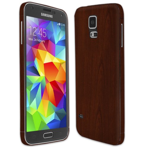 Skinomi Dark Wood Full Body Skin Compatible With Samsung Galaxy S5 (Galaxy S V)(Full Coverage) Techskin With Anti-Bubble Clear Film Screen Protector #TOP22