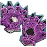 Liaozy888 Anime Halloween Theme Glove Paws Furry Realistic Sharp Claws Tiger Cat Fox Dinosaur Cosplay for Costumes for Kids (Purple)