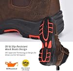 Safety Bottes pour hommes Bottes de travail imperméables Cow cuir Glisser sur le travail Chaussures Wide Fit