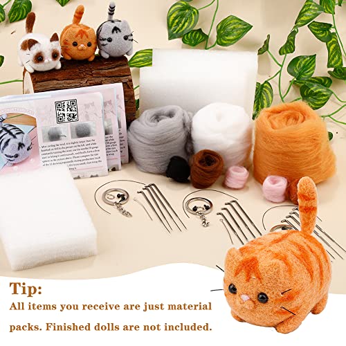 Image of SHWAKK Needle Felting Kits, Needle Felting Starter Kit with Instructions, Felting Pad, Felting Wool, Felting Needles, Keychain and Split Ring for Craft Project and DIY Handmade