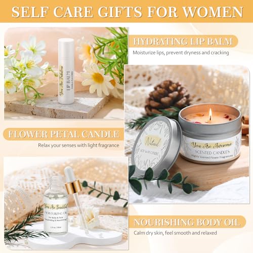 Self Care Gifts for Women Relaxation Spa Gift for Women Luxury Relaxing Spa Kit Ideas Pamper Beauty Care Package Gift Set for Her for Birthday Stress Relief Comfort Bath Gift Basket for Woman Mom