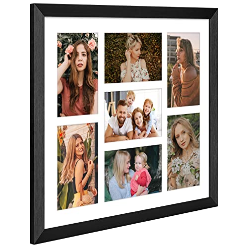 Ksroecud 13.5X15.5 Collage Frame With 7 Openings 4X6 Pictures, Multiple Picture Frame With Mat, Wall Or Tabletop Decor, Black Wood Grain,2 Pack #TOP2