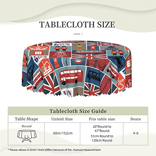 Aseelo England Symbols Table Cloth,Round Printed Tablecloth 60In,For Table Decoration. #TOP3