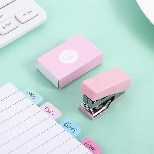 Miniatura 7 de Mini grapadora con grapas, máquina de encuadernación portátil, juego de grapas de metal de color Morandi con grapas, papelería para estudiantes,