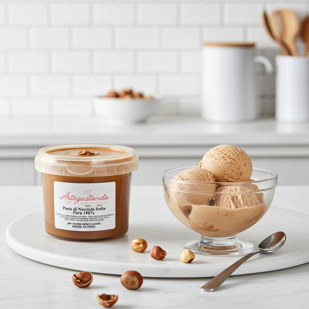 Artegustando Pasta di Nocciola Pura Italia 100% 500 Gr - Senza Glutine, Artigianale - Per Dolci, Gelati, Creme - Made in Italy (500g)