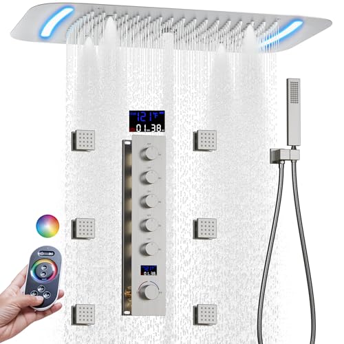 AYIVG Brushed Nickel Thermostatic Rainfall Shower System 16 x 26