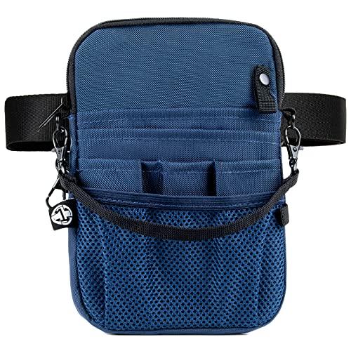 First Lifesaver 4-in-1 Nursing Fanny Pack with Medical Gear Pockets, Tape Holder, and Utility Storage for Stethoscopes, Bandage Scissors, and Emergency Supplies, Student and Nurse Use (Navy)