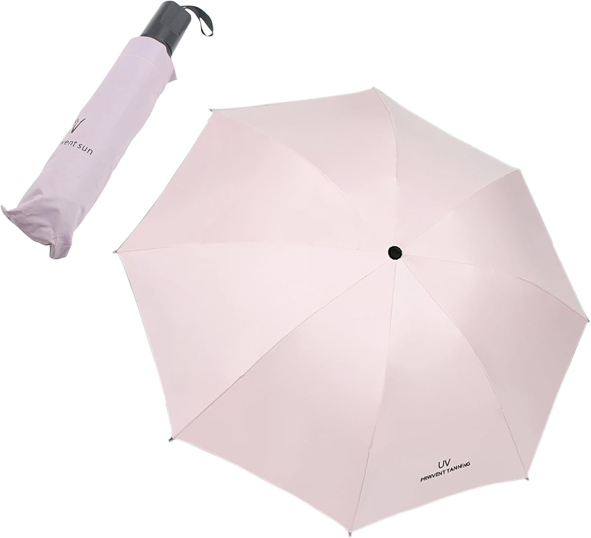 YIKANGHENG Sunshade and Rainproof Umbrella, 37.8 Inch x 25.6 Inch 8 Ribs Pink Windproof Folding Umbrella for Outdoors and Travel