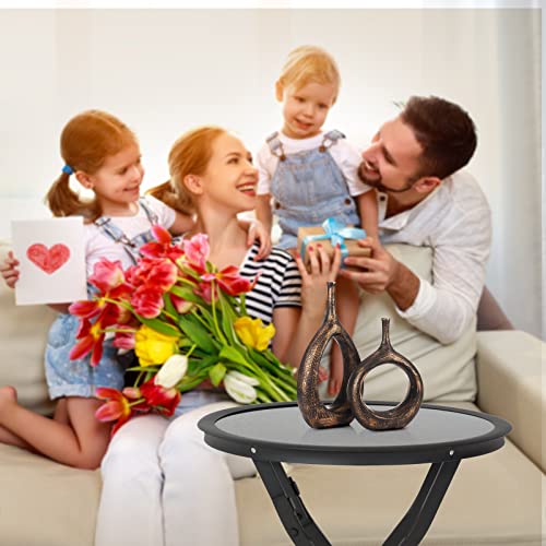 Ceramic Hollow Vases Set Of 2, Flower Vase For Decor, Modern Decorative Vase Centerpiece For Wedding Dinner Table Party Living Room Office Bedroom, Housewarming Gift (Bronze) #TOP1