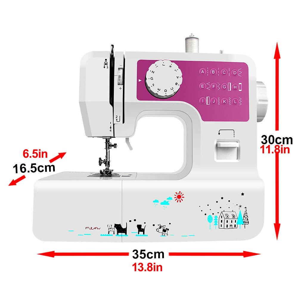 Maszyna do szycia LED Przenośna maszyna do szycia Mini Elektryczny domowy Crafting Mender Overlock 12 szwów z pedałem stóp