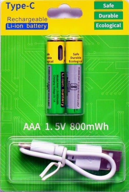 2 Pcs Type C Rechargeable AAA Batteries 800mWh | USB Rechargeable | A Battery 1.2V | Fast Charging | Long Lasting Power Cell with Charging Cable for Remote Toys Clock Camera Wireless Devices-picture-38