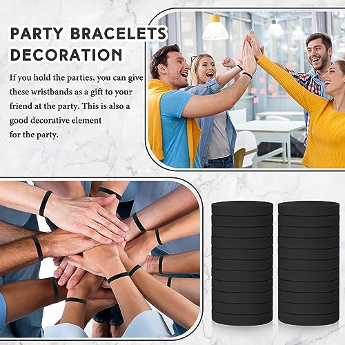 Image of Liliful 100 Pcs Silicone Rubber Wristbands Rubber Wristband Bracelet Bands for Silicone Wristbands for Women Men(Black)