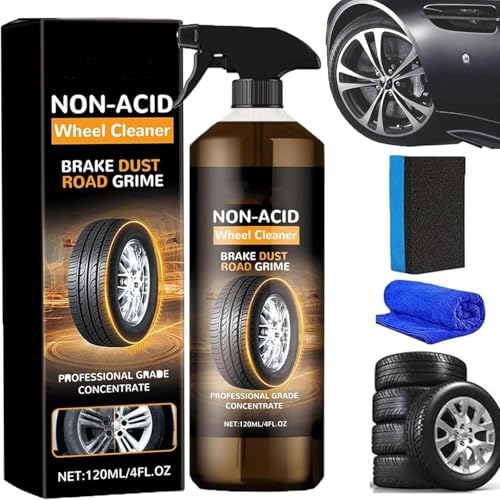 Wheel Cleaner, Wheelblaze Tire Cleaner Versatile and Powerful Rust Converter Car Detailing Kit, Turn Filthy Wheels into Instant Shine for Safe On Most Rim Finishes