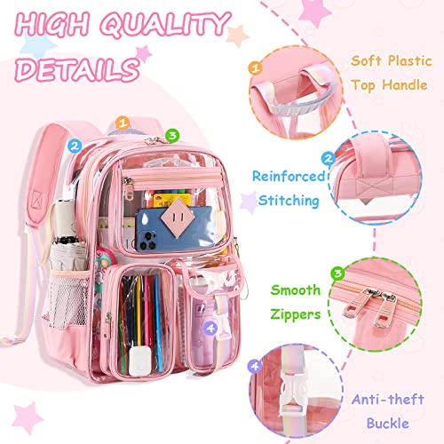 Image of PIG PIG GIRL Clear Backpack for School,Heavy Duty PVC Transparent Bookbag for Girls Stadium Approved See Through Backpack