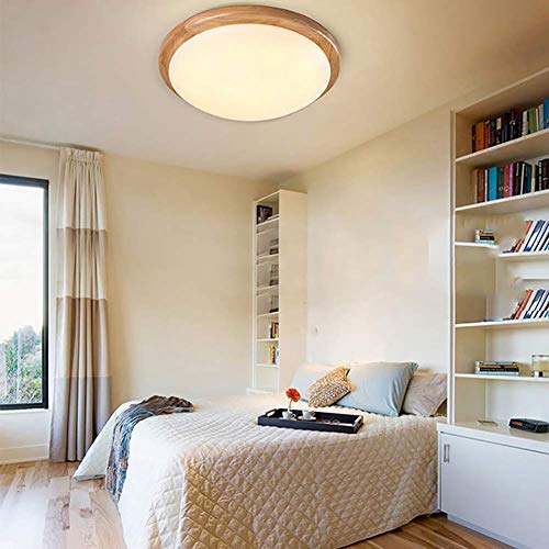 Lámparas de madera para pasillo y dormitorio con plafón LED nórdico de 40 cm 5