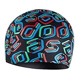 100 % silicone Speedo Casquette en silicone, Bonnet de Bain pour Enfant, Noir/rouge fluo