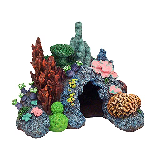 Exotic Environments Caribbean Living Reef Aquarium Ornament, Small , 7-1/2-Inch by 5-1/2-Inch by 5-1/2-Inch