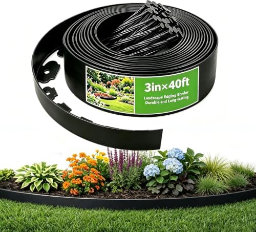 Plastic Landscape Edging Kit 3 inch Tall, 40FT Long Garden Edging...