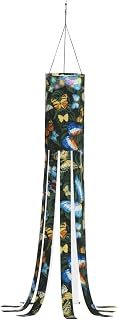 ENVEED Calcetines de viento de mariposa colorida de hoja verde, fantasma y bruja, decoraciones colgantes únicas para celebración de vacaciones al aire libre