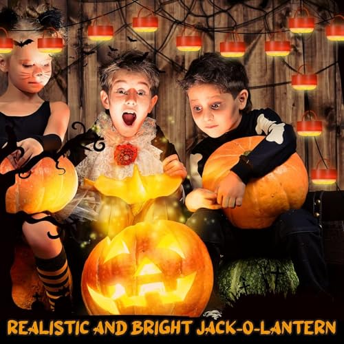 2 Stück Halloween LED Kürbis Lichter,LED Licht mit Fernbedienung,Halloween Kürbis lichter,Batteriebetriebene led Kerzen Lampe,Drinnen und draußen Flammlose Flackernde Kerzen,Teelichter für Deko