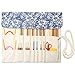 Teamoy Knitting Needles Holder Case(up to 14 Inches), Cotton Canvas Rolling Organizer for Straight and Circular Knitting Needles, Crochet Hooks and Accessories, Blue Flowers - NO Accessories Included