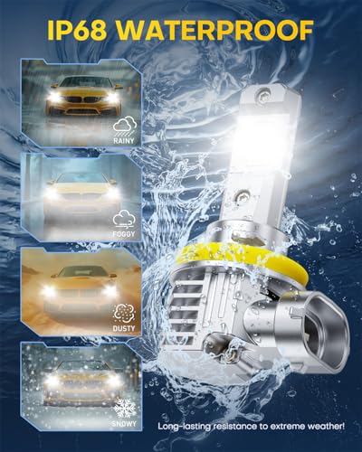 Image of AUXITO H11 /H8 LED Fog Light Bulb, 80000LM 6500K Cool White, EMC Protection, Plug-N-Play, Driving Light Replacement Bulbs Pack of 2