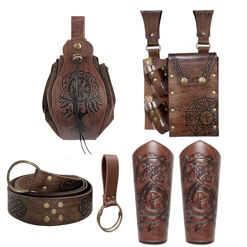 Renaissance Belt Pouch Purse Viking Bracer Hook Halloween Set Medieval Festival Costume Accessory Casual Fanny Pack Waist Bag