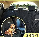 2-in-1 Dog BackSeat Cover Lucy's Pet Front Back Car Seat Cover for Dog | 2 Piece Zipper | Waterproof, Scratch Proof, Nonslip, Machine Washable,Dog Hammock + [ Free Cleaning Roller ]