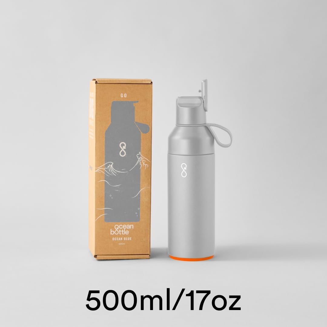 Ocean Bottle Go 17 oz | Stainless Steel Water Bottle | Reusable & Sustainable | Keeps Drinks Cold & Hot | Eco Friendly Gift (Rock Grey) - Image 2