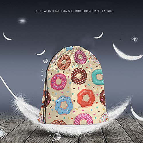 Donuts Drawstring Bags Backpack Bag Colorful Doughnuts Chocolate Blue Pink Donuts Sweet Food Dessert Sport Gym Sack Drawstring Bag String Bag Yoga Bag for Men Women2
