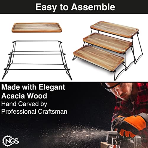 Ngs 3 Tier Serving Tray, Serving Trays For Party, Serving Platter, Acacia Wood, Us-Based Small Business #TOP2