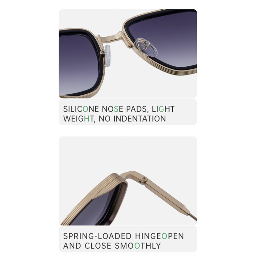 Lunettes de soleil tendance, monture en métal, branches en métal, protection UV400