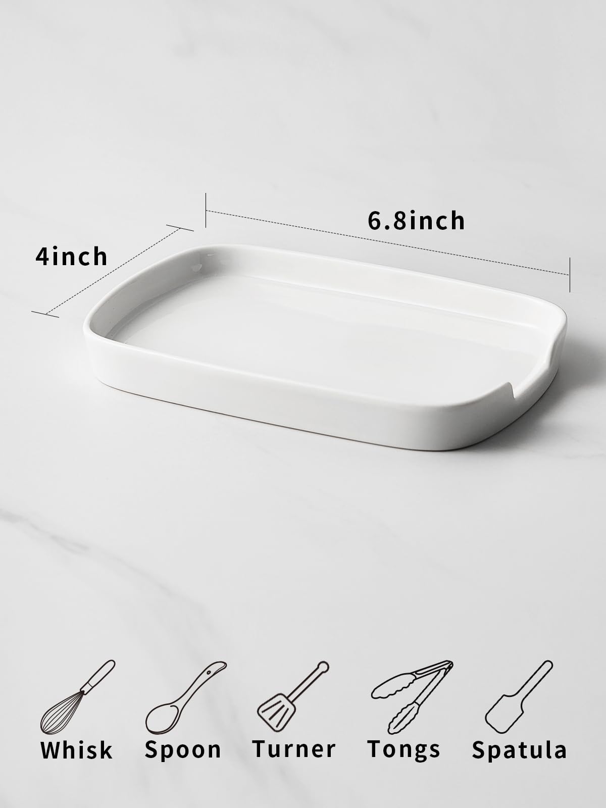 ABRUTY Spoon Rest for Stove Top Ceramic Spoon Holder for Kitchen Counter Modern Farmhouse Kitchen Decor Accessories for Spatula Spoons or Tongs (A-White - Image 3