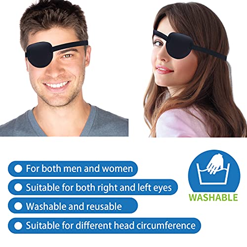 Image of 2 Pcs Eye Patches for Adults and Kids,3D Adjustable Eyepatch for Right or Left Eye,One Eye Cover for Lazy Eye,Pirate Costume(Black)