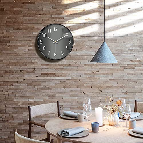 Image of Wall Clock 12 inch Silent Quartz Decorative Wall Clock Non-Ticking Classic Digital Clock Battery Operated Round Easy to Read Handheld Complete Home /Kitchen /Bedroom (434)