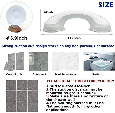 Newthinking Suction Bathroom Grab Rails, Hand Rail for Disabled, Portable Mobility Aids Safety Handle with Suction Cup Fitting, No Fixings Needed for Bathroom, Children and Disability Aids (1 Pack)